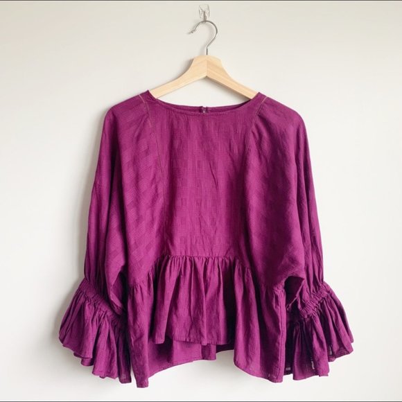 APIECE APART Purple Peasant Blouse Top Long Sleeve - Picture 1 of 10